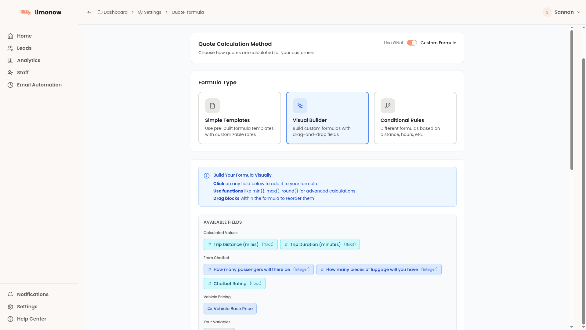 Quote Formula Editor